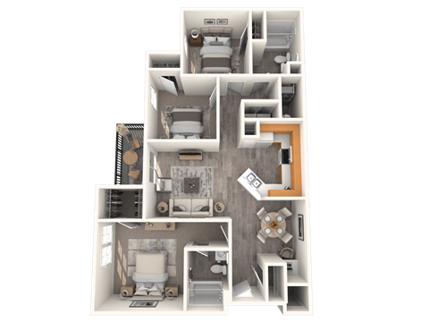Country Ranch three bedroom two bathroom floorplan